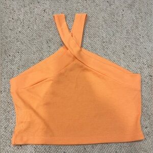 Orange Halter Neck Crop Top